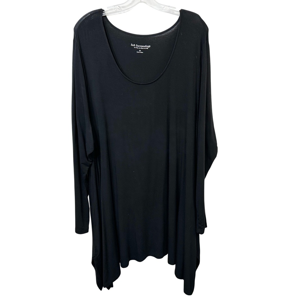 Soft Surroundings Plus Size 2X Tunic Top Black Solid Witchy Whimsigoth Boho 1461